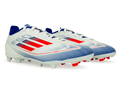 adidas Kids F50 League FG/MG White/Lucid Blue
