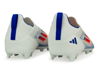 adidas Kids F50 League Laceless FG/MG White/Lucid Blue