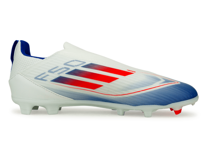 adidas Kids F50 League Laceless FG/MG White/Lucid Blue