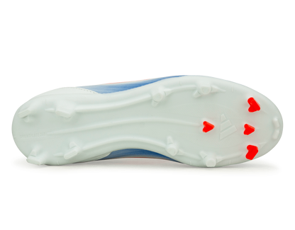 adidas Kids F50 League Laceless FG/MG White/Lucid Blue