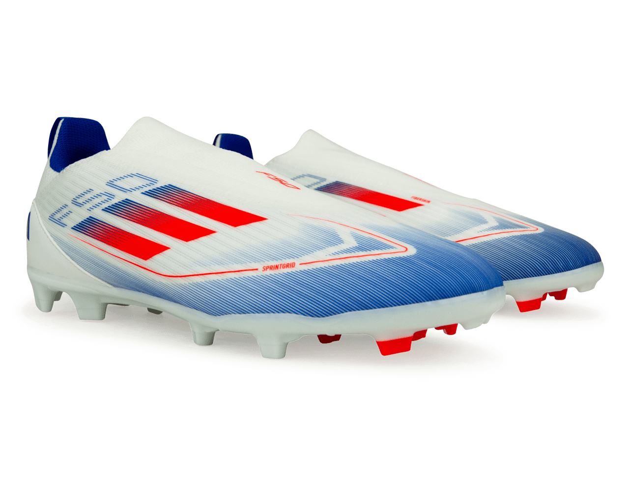 adidas Kids F50 League Laceless FG/MG White/Lucid Blue