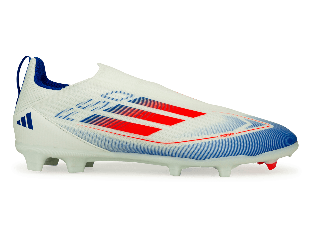 adidas Kids F50 League Laceless FG/MG White/Lucid Blue
