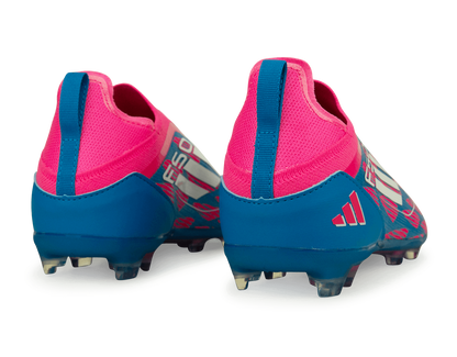 adidas Kids F50 Pro Laceless FG Blue/White/Pink