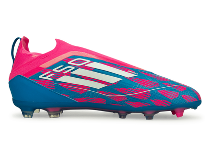 adidas Kids F50 Pro Laceless FG Blue/White/Pink
