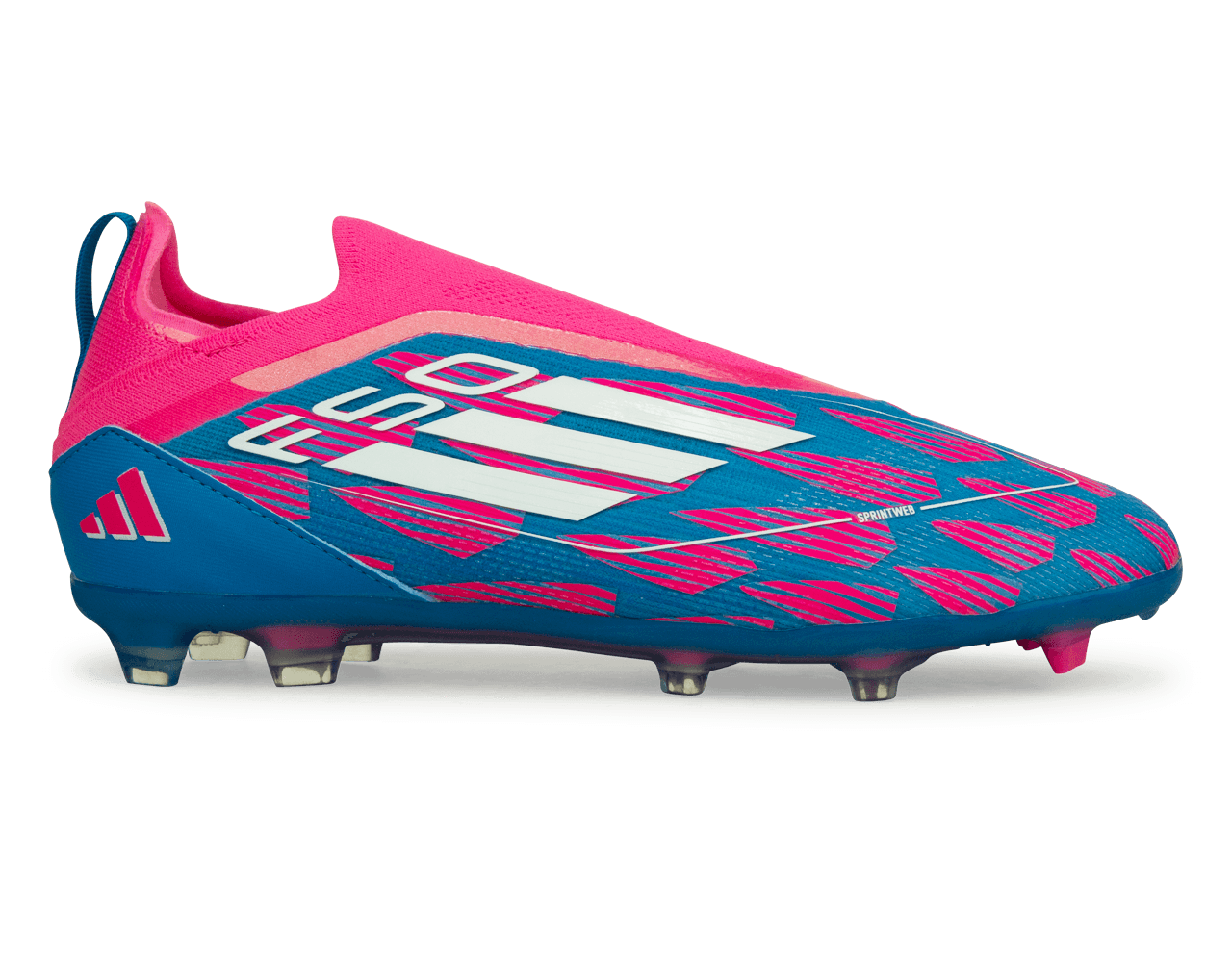 adidas Kids F50 Pro Laceless FG Blue/White/Pink