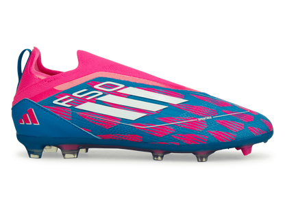 adidas Kids F50 Pro Laceless FG Blue/White/Pink