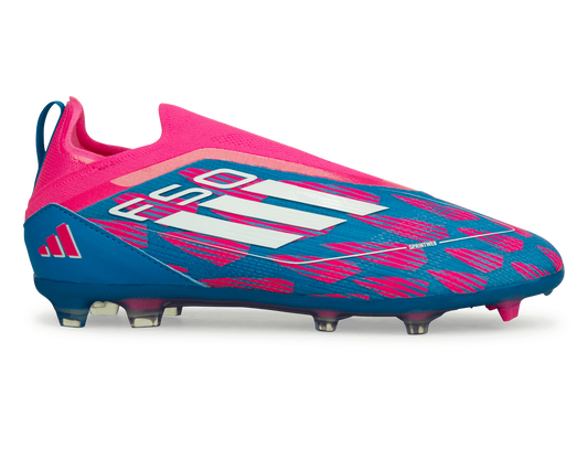 adidas Kids F50 Pro Laceless FG Blue/White/Pink