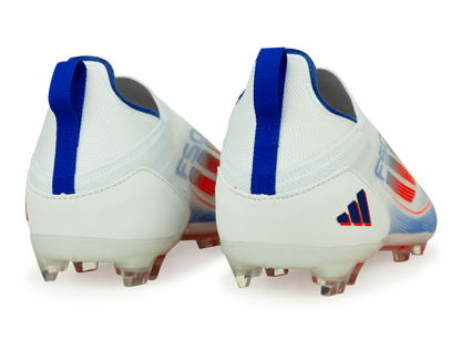 adidas Kids F50 Pro Laceless FG White/Lucid Blue
