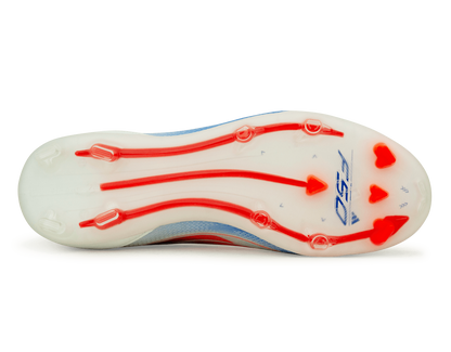 adidas Kids F50 Pro Laceless FG White/Lucid Blue