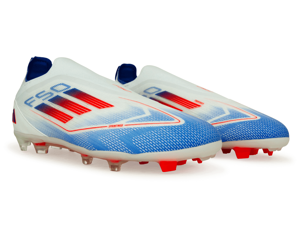 adidas Kids F50 Pro Laceless FG White/Lucid Blue