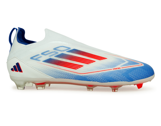 adidas Kids F50 Pro Laceless FG White/Lucid Blue