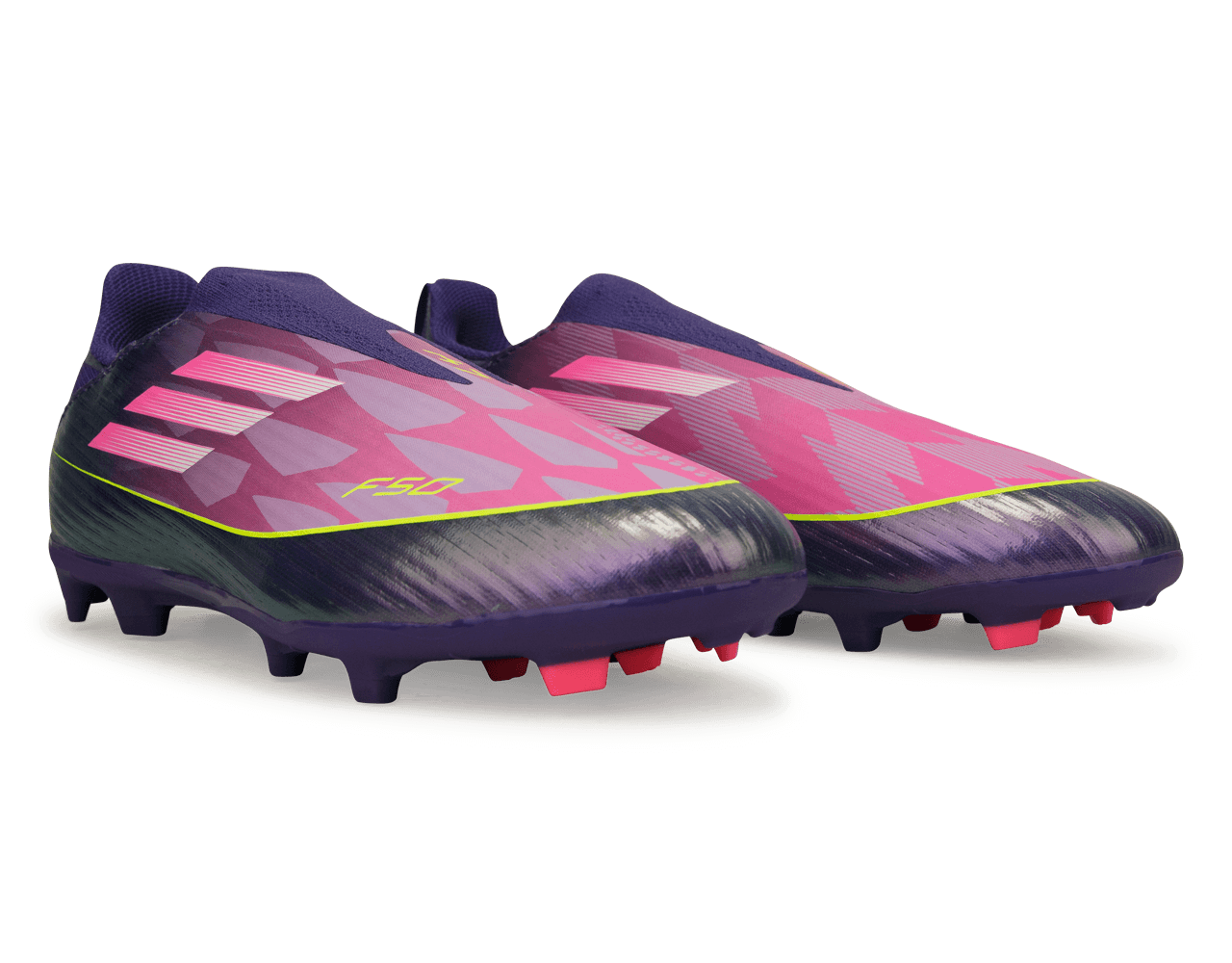 adidas Kids Lamine Yamal F50 League Laceless FG/MG Purple/Lemon
