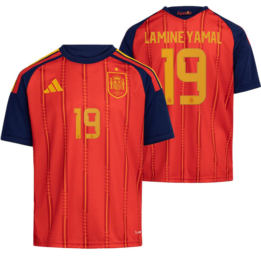 adidas Kid's Spain World Cup 2026 Home Jersey w/ Lamine Yamal #19 Printing