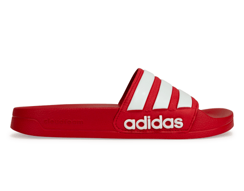 adidas Men's Adilette 3-Stripe Shower Slides Red/White