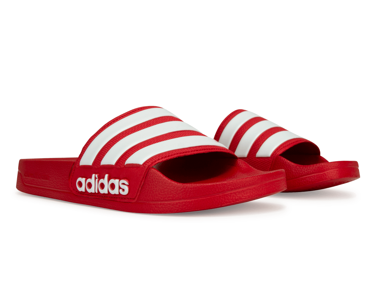 adidas Men's Adilette 3-Stripe Shower Slides Red/White