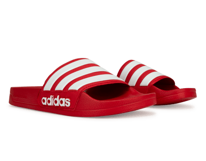 adidas Men's Adilette 3-Stripe Shower Slides Red/White