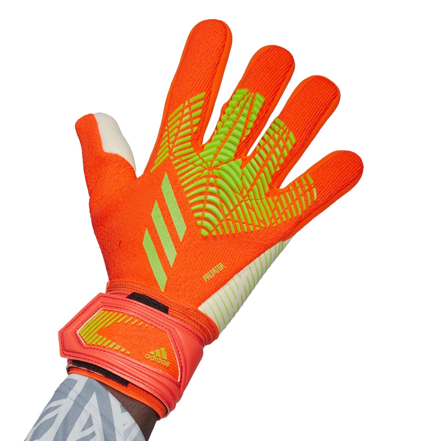 adidas Men's Predator Edge League Fingersave  Goalkeeper Gloves Solar Red/Solar Green
