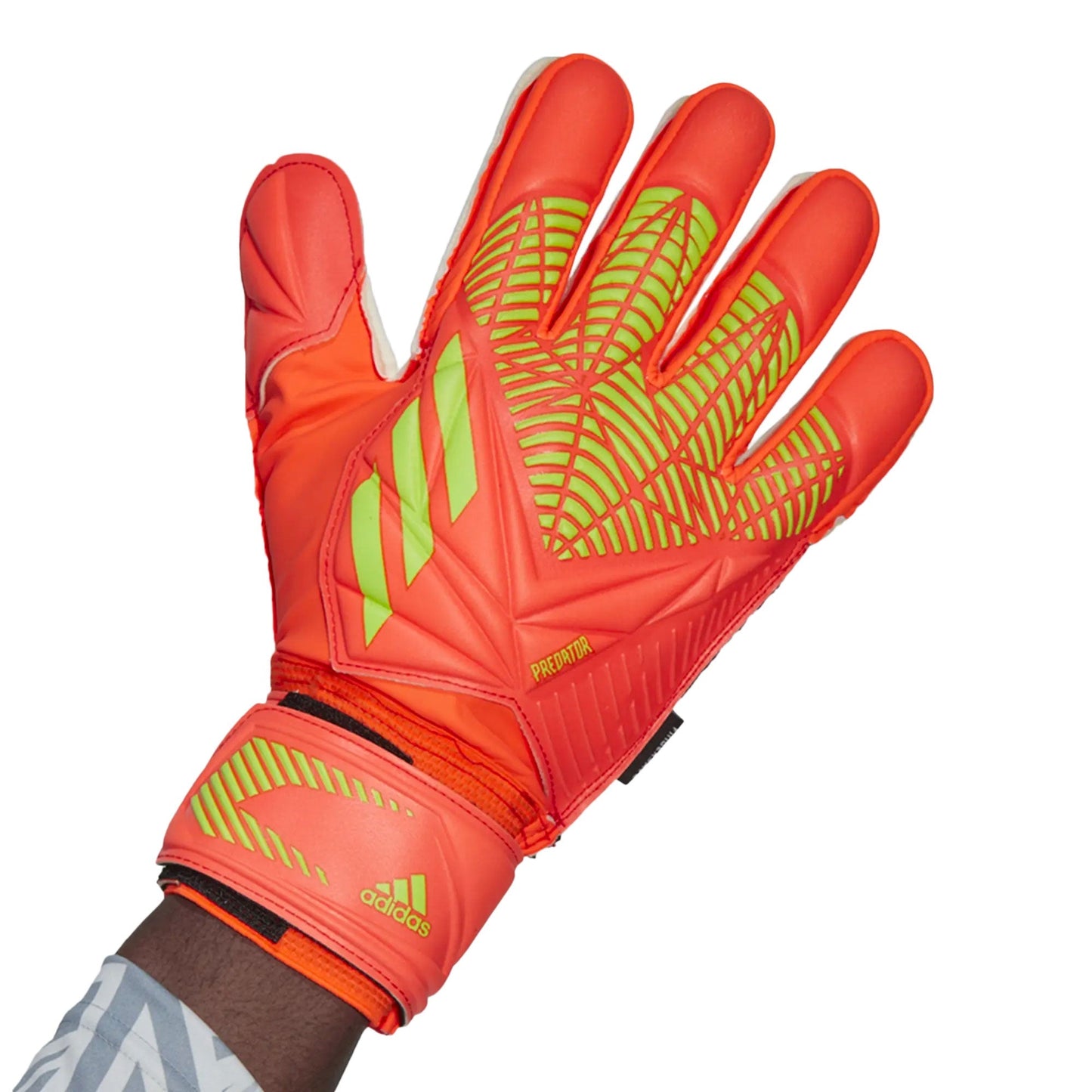 adidas Men's Predator Edge Match Fingersave Goalkeeper Gloves Solar Red/Solar Green