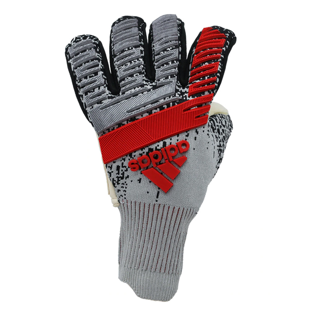 adidas Men's Predator Pro Fingersave PC Goalkeeper Gloves Silver Metallic/Black