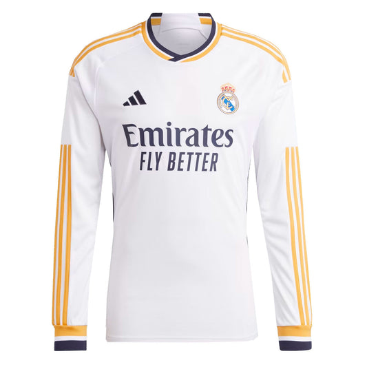 adidas Men's Real Madrid 2023/24 LongSleeve Home Jersey White