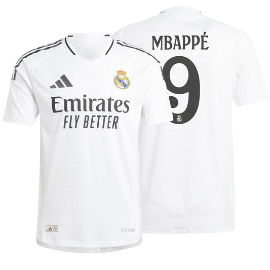 adidas Men's Real Madrid 2024/25 Authentic Home Jersey w/ Mbappe #9 Printing
