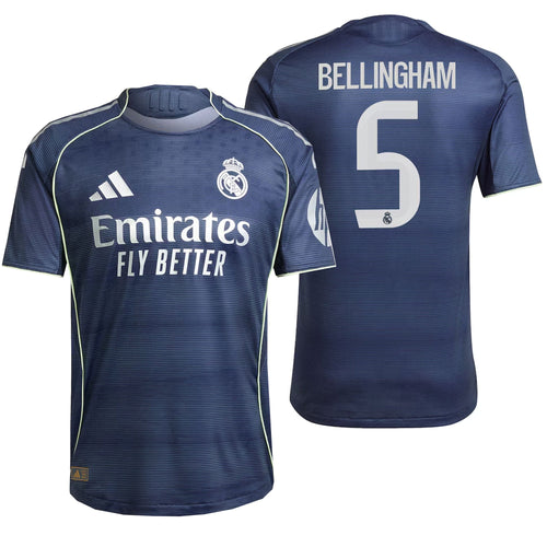 adidas Men's Real Madrid 2025/26 Authentic Away Jersey w/ Bellingham #5 Printing