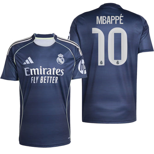 adidas Men's Real Madrid 2025/26 Away Jersey w/ Mbappe #10 Printing
