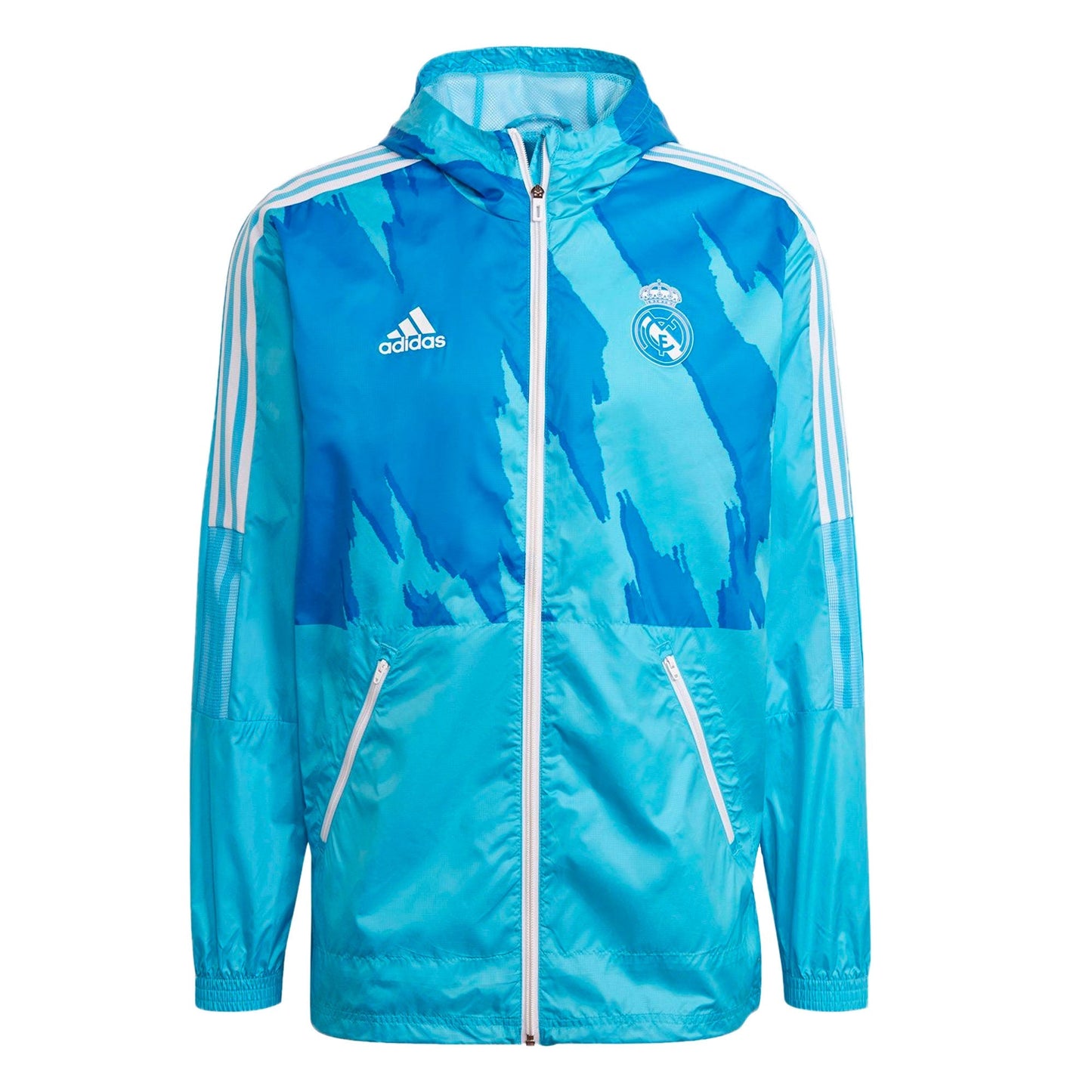 adidas Men's Real Madrid 2021 Windbreaker Bright Cyan