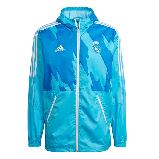 adidas Men's Real Madrid 2021 Windbreaker Bright Cyan