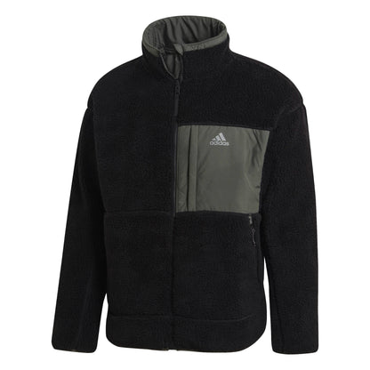 adidas Men's Reversible Boa Padded Sherpa Jacket Black/Grey