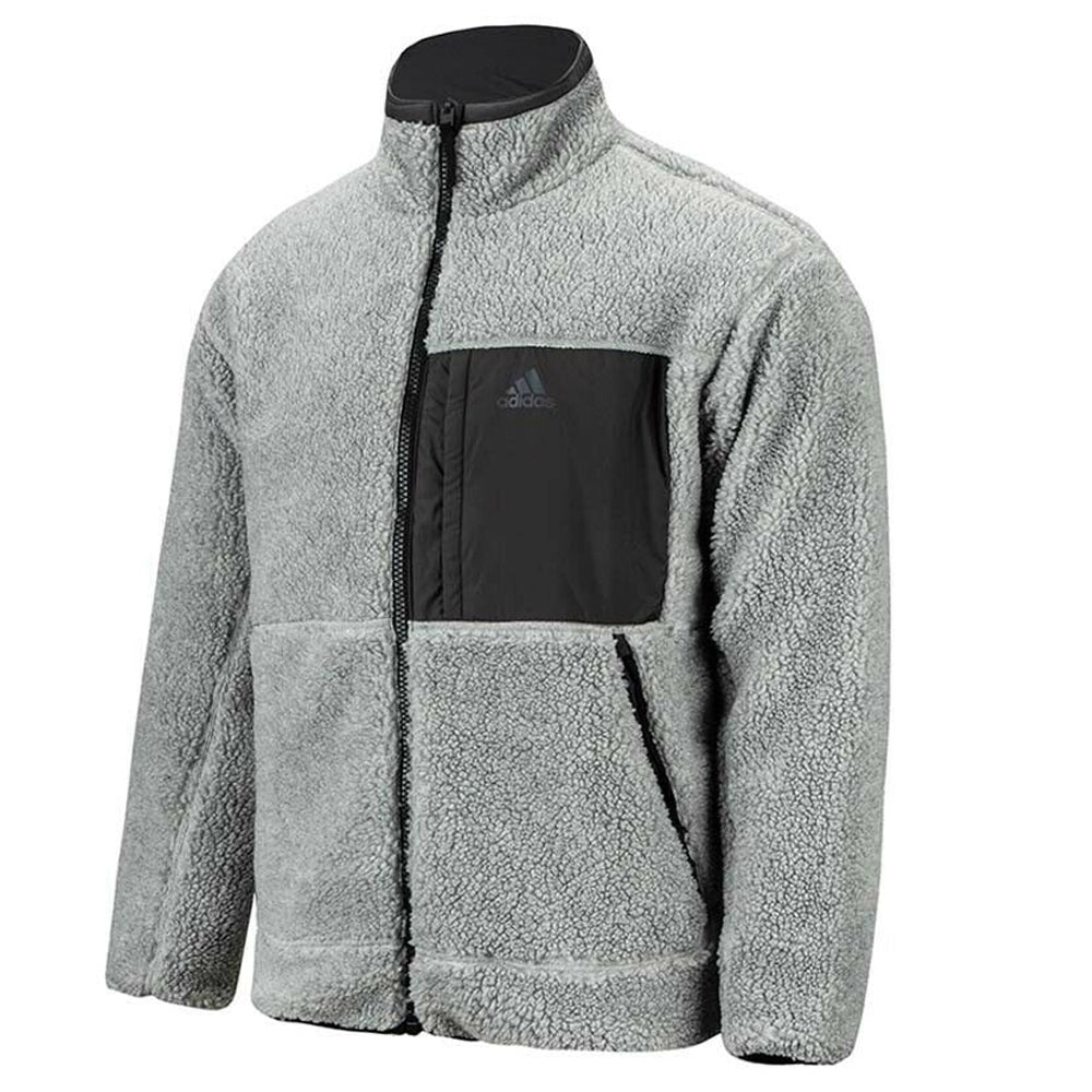 adidas Men's Reversible Padded Sherpa Jacket Grey