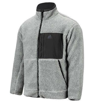 adidas Men's Reversible Padded Sherpa Jacket Grey