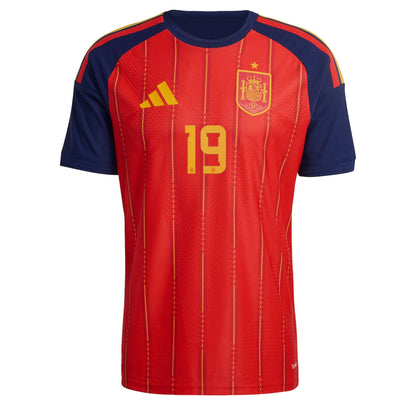 adidas Men's Spain World Cup 2026 Authentic Home Jersey w/ Lamine Yamal #19 Printing