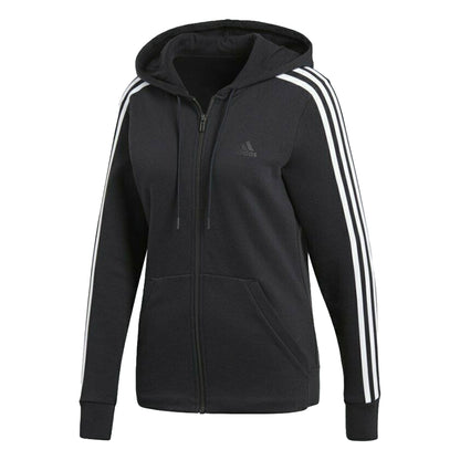 adidas Women's Cotton Fleece 3-Stripes Full-Zip Hoodie Black/White