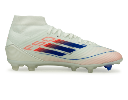 adidas Women's F50 League Mid-Cut FG/MG White/Lucid Blue