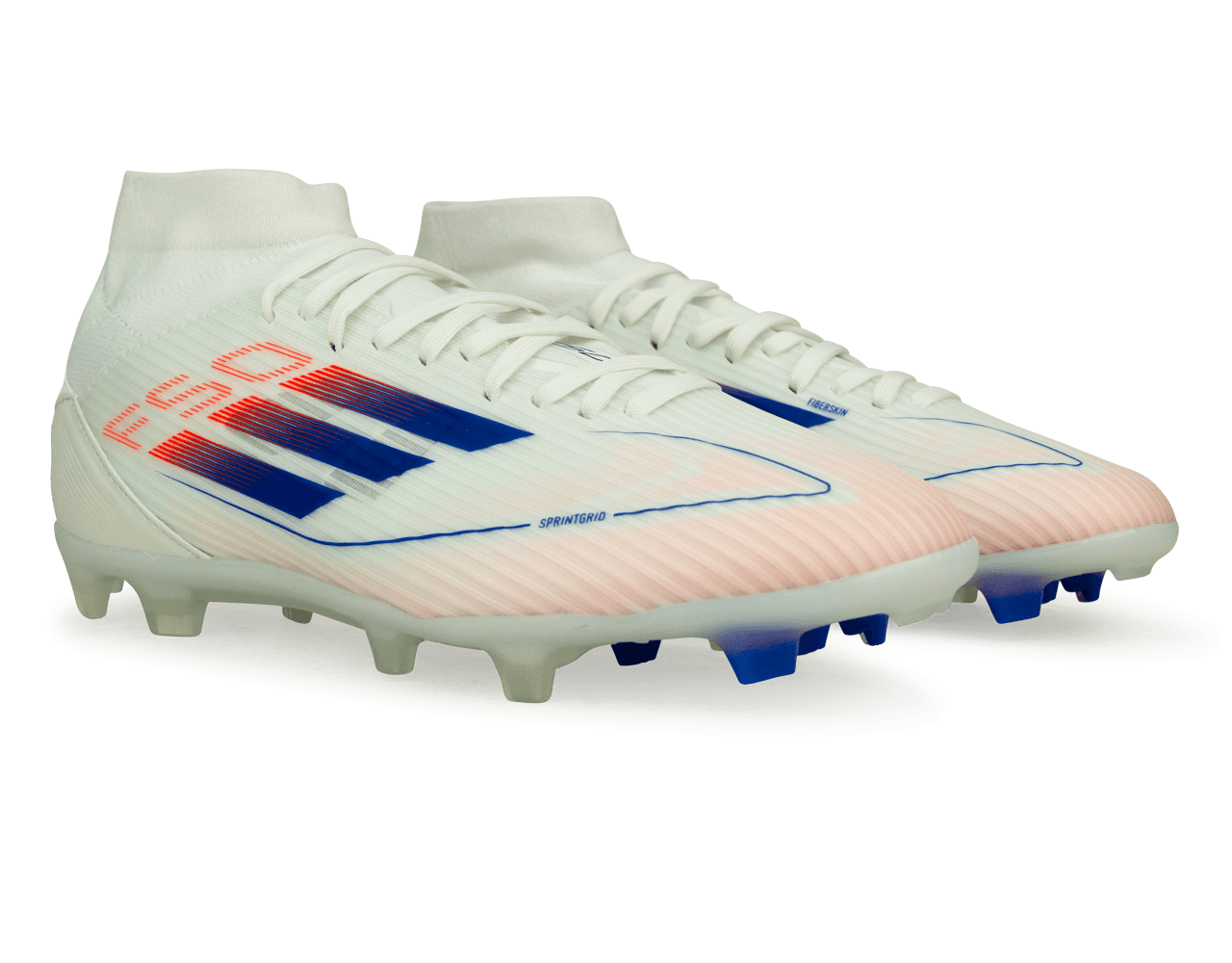 adidas Women's F50 League Mid-Cut FG/MG White/Lucid Blue