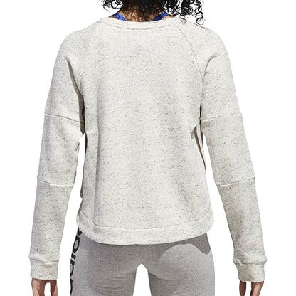 adidas Women's S2S Crew Neck Cropped PullOver Sweatshirt White/Grey