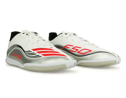 adidas Kids F50 Club Messi IN White/Red/Silver