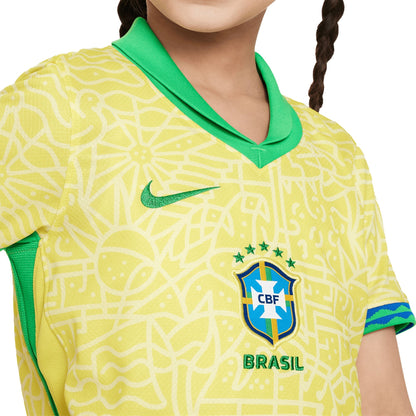 Nike Brazil 2024/25 Little Kids Home Jersey Yellow/Green