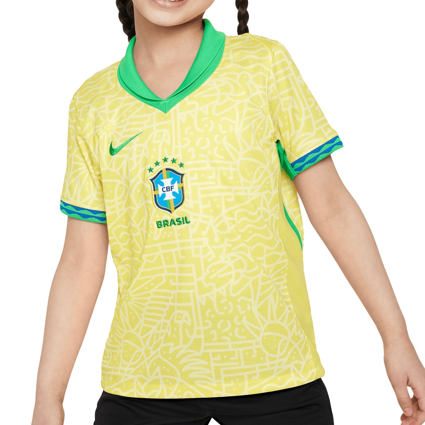 Nike Brazil 2024/25 Little Kids Home Jersey Yellow/Green