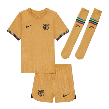 Nike Kids FC Barcelona 2022/23 Away Minikit Club Gold/Obsidian