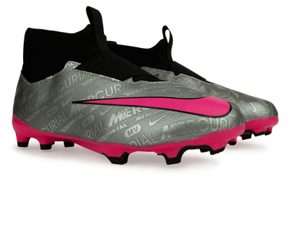 Nike Kids Zoom Mercurial Superfly 9 Academy XXV FG/MG Silver/Pink
