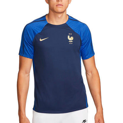 Nike Men's France 2022/23 Strike Jersey Midnight Navy/Metallic Gold