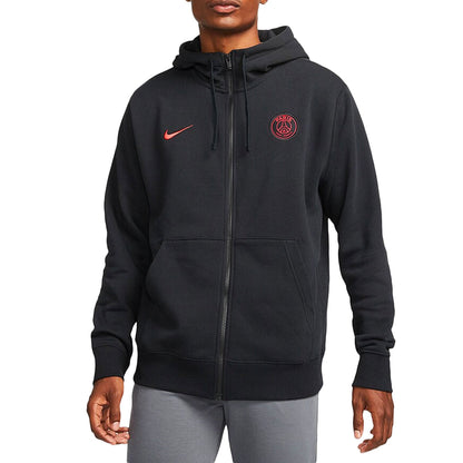 Nike Men's PSG 2021/22 Full Zip Club Hoodie Black/Siren Red