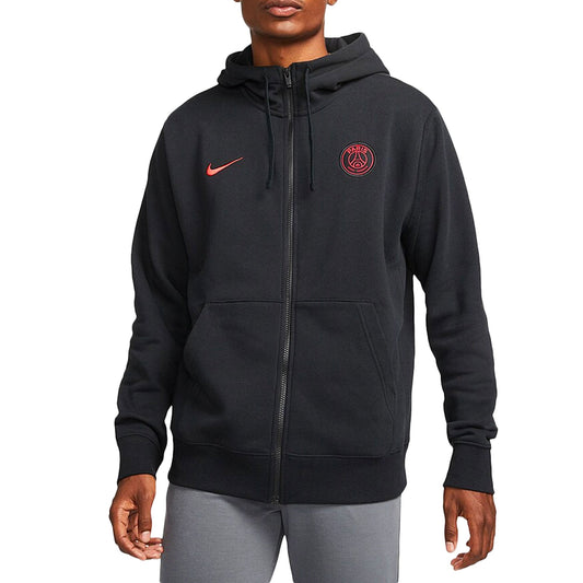 Nike Men's PSG 2021/22 Full Zip Club Hoodie Black/Siren Red