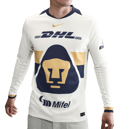 Nike Men's Pumas UNAM Long Sleeve 2025/26 Home Jersey White/Gold/Navy