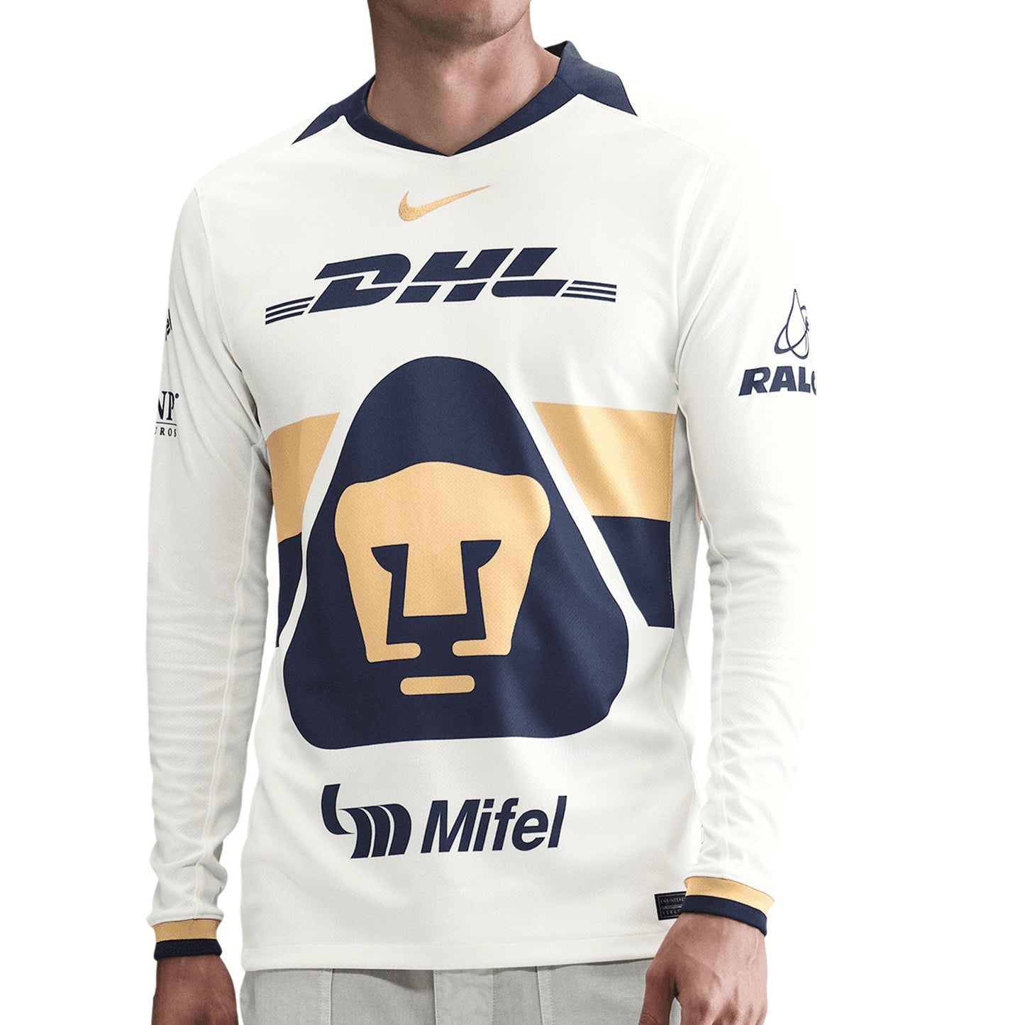 Nike Men's Pumas UNAM Long Sleeve 2025/26 Home Jersey White/Gold/Navy