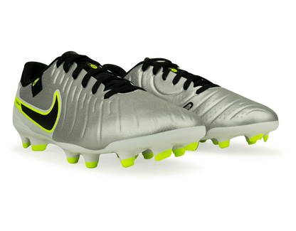 Nike Men's Tiempo Legend 10 Academy FG/MG Silver/Black/Volt