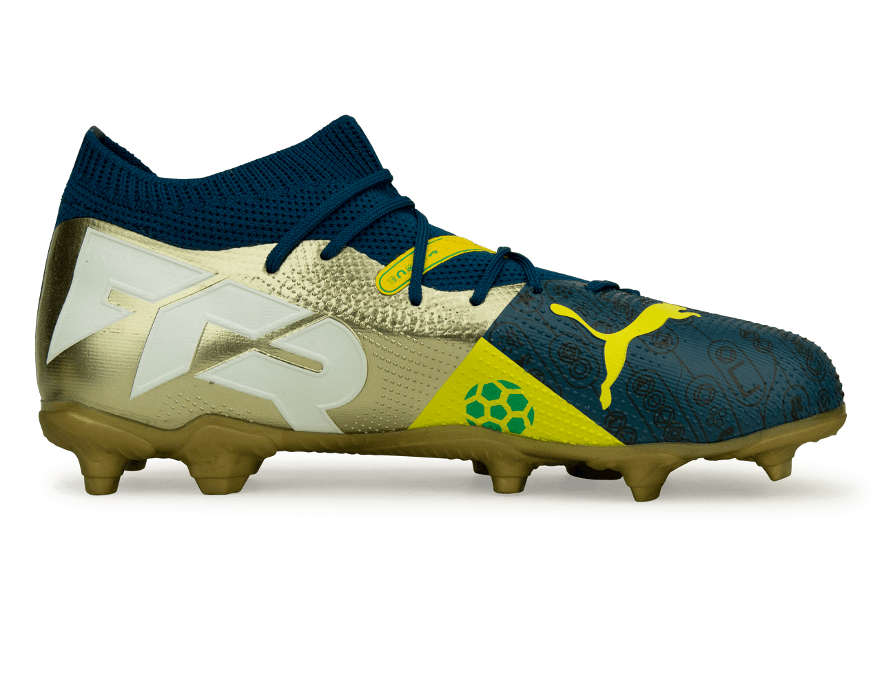 PUMA x Neymar JR Kids Future 7 Match BNA FG/AG Blue/Yellow/Green Gold