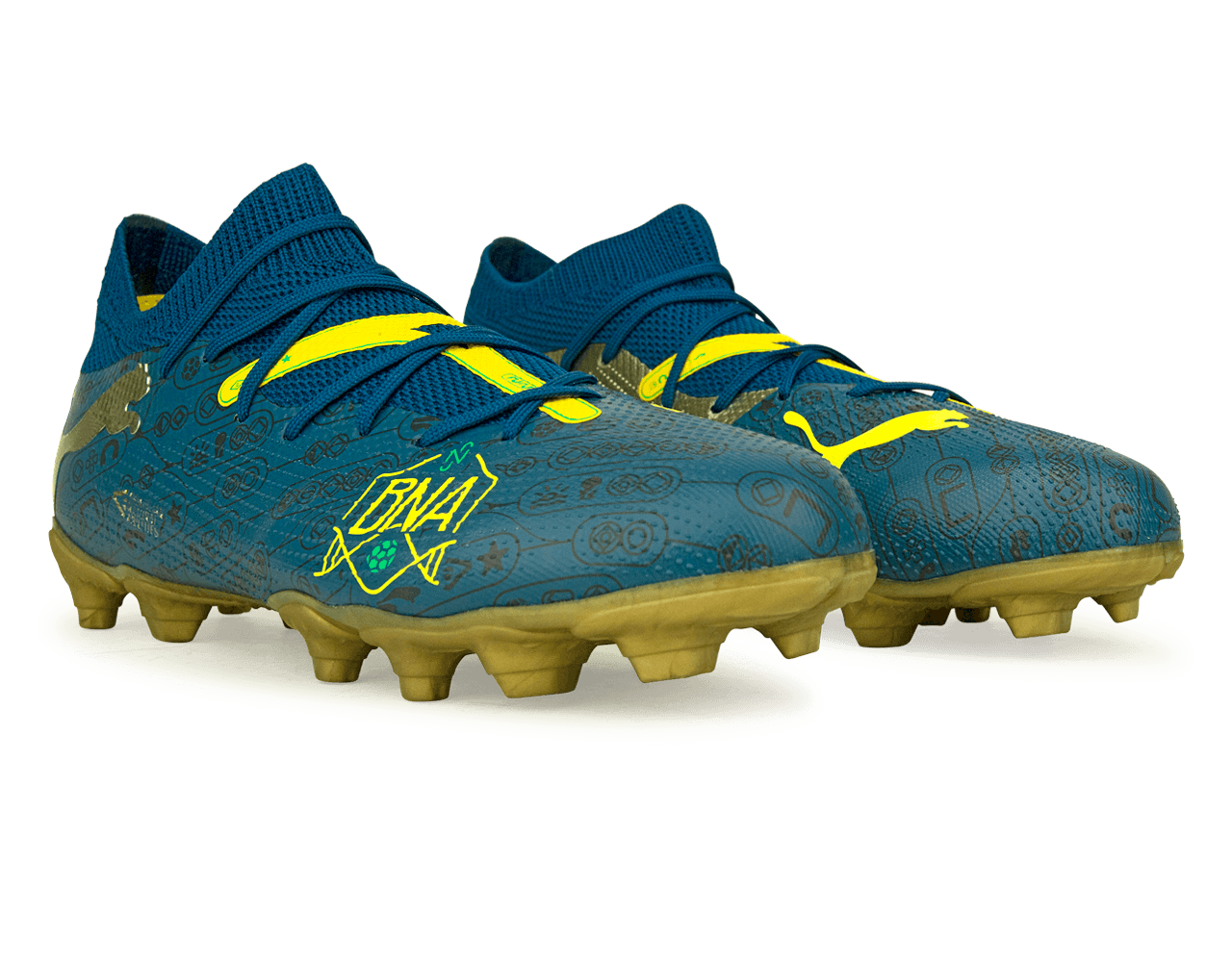 PUMA x Neymar JR Kids Future 7 Match BNA FG/AG Blue/Yellow/Green Gold